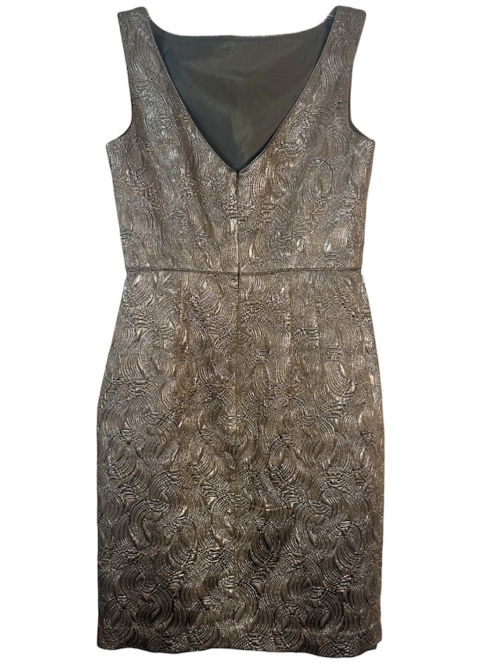 Banana Republic Metallic Bronze Jacquard Sheath Cocktail Dress Size 6 - Picture 2 of 9